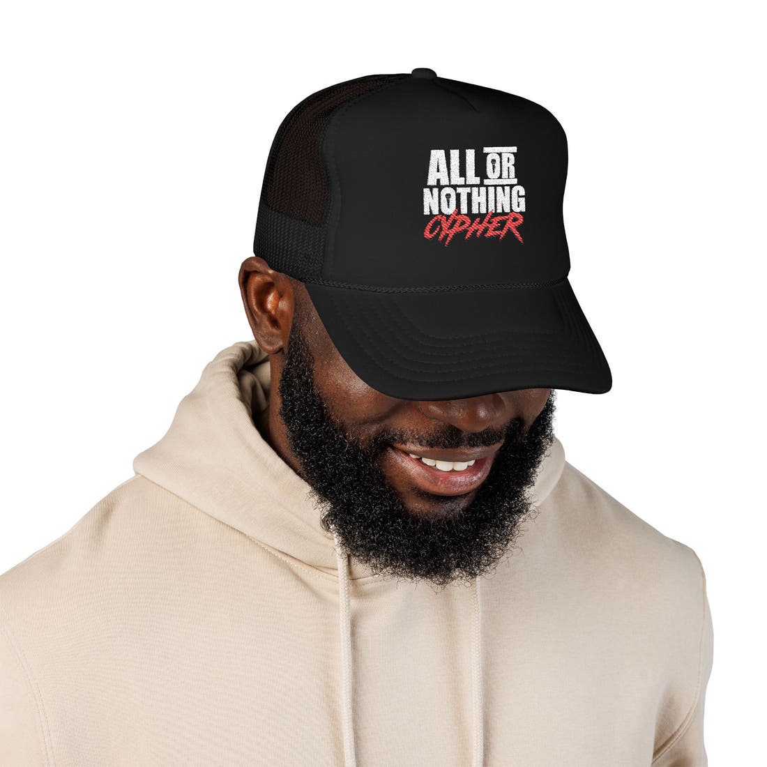 All or Nothing Cypher | The Rotation Trucker Hat – Embroidered Logo
