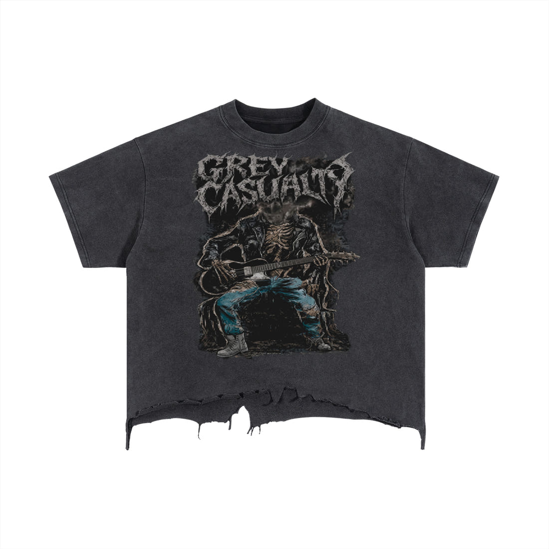Vintage Wash Boxy Distressed Hem T-Shirt (Casualty One)